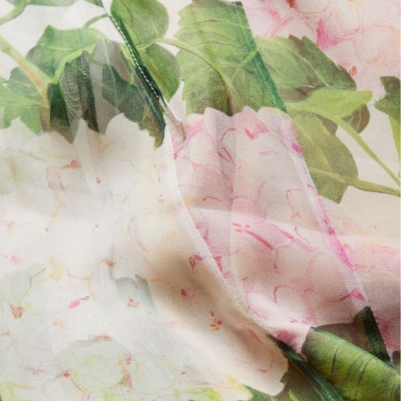 OSCAR DE LA RENTA Bow-Detailed Floral Print Silk-Chiffon Blouse Sz12 - Picture 11 of 15